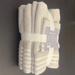 6pc TRULY LOU 100% Cotton Bath Towel Set - Oystermush